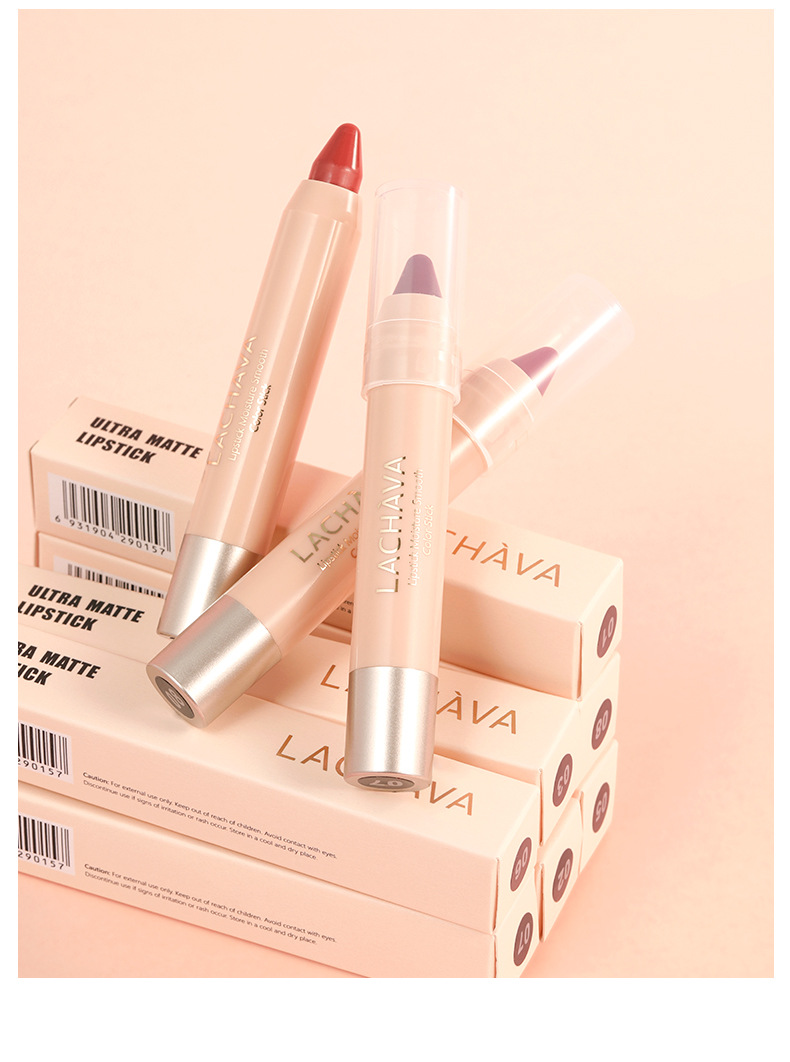 LACHAVA 8 farve mat pen vandtæt non stick kop lipliner line hook læbestift makeup_voghion.com