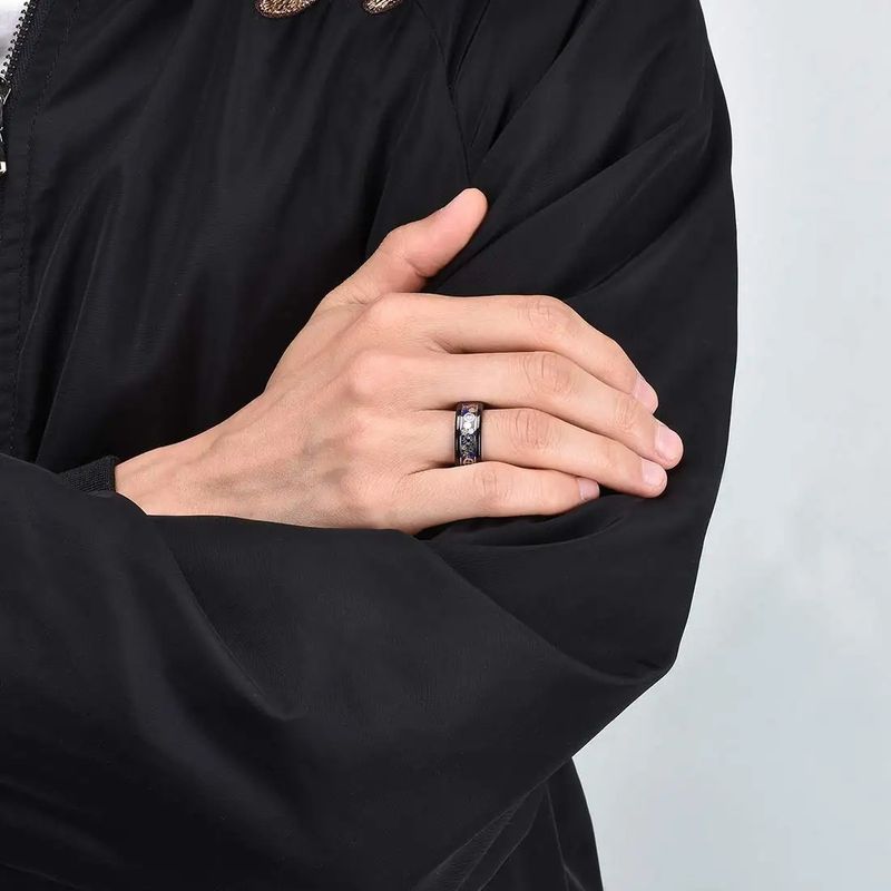 Nuovo anello in acciaio inossidabile Steampunk con ruota dentata da uomo, intarsio in fibra di carbonio, per uomo, gioielli con fascia nuziale punk rock_voghion.com