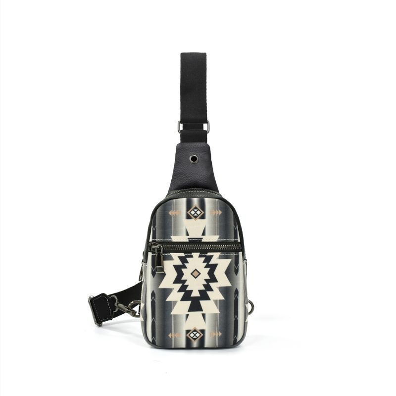 Kleine Umhängetasche für Damen aus Canvas, Crossbody-Gürteltasche, Reise-Brusttasche, Bohemian-Ethno-Stil, verstellbarer Riemen mit mehreren Reißverschlüssen._voghion.com