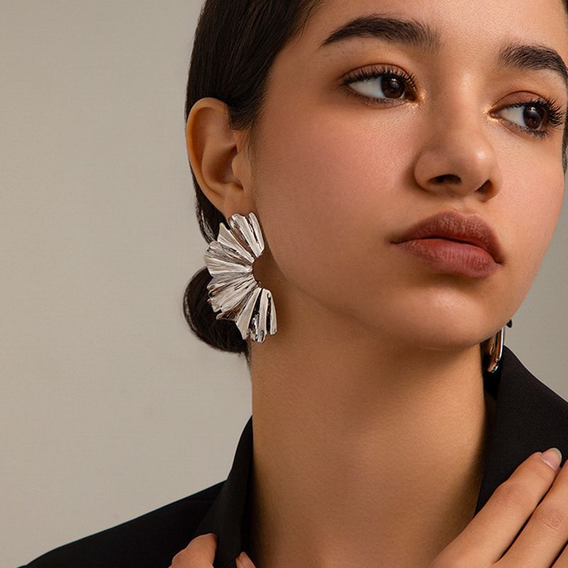 Orecchini esagerati, eleganti e alla moda, da donna, in metallo placcato oro vero, semplici e alla moda._voghion.com