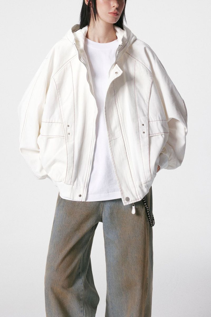 Eon Modish 25 Autumn New American Fashion High Street Personality Split Color Block Design Jacket Coat_voghion.com