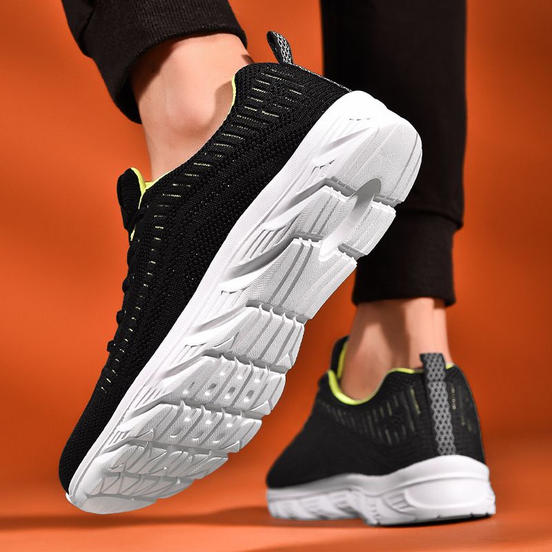 Scarpe da ginnastica da uomo alla moda in maglia con lacci, scarpe da ginnastica da passeggio per corsa atletica all'aperto_voghion.com