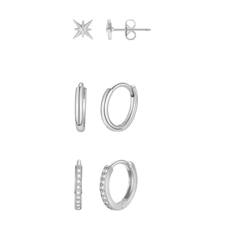 Boucles d'oreilles étoile à huit branches, légères, luxueuses, haut de gamme, exquises et polyvalentes, trois pièces, incrustées de diamants._voghion.com