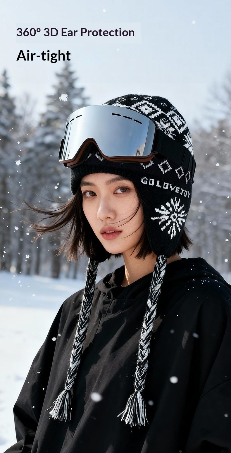 001 Golejue Nuovo cappello da sci lavorato a maglia per arrampicata all'aperto, ciclismo, escursionismo, antivento, caldo, freddo, foderato in pile, protezione per le orecchie spessa_voghion.com