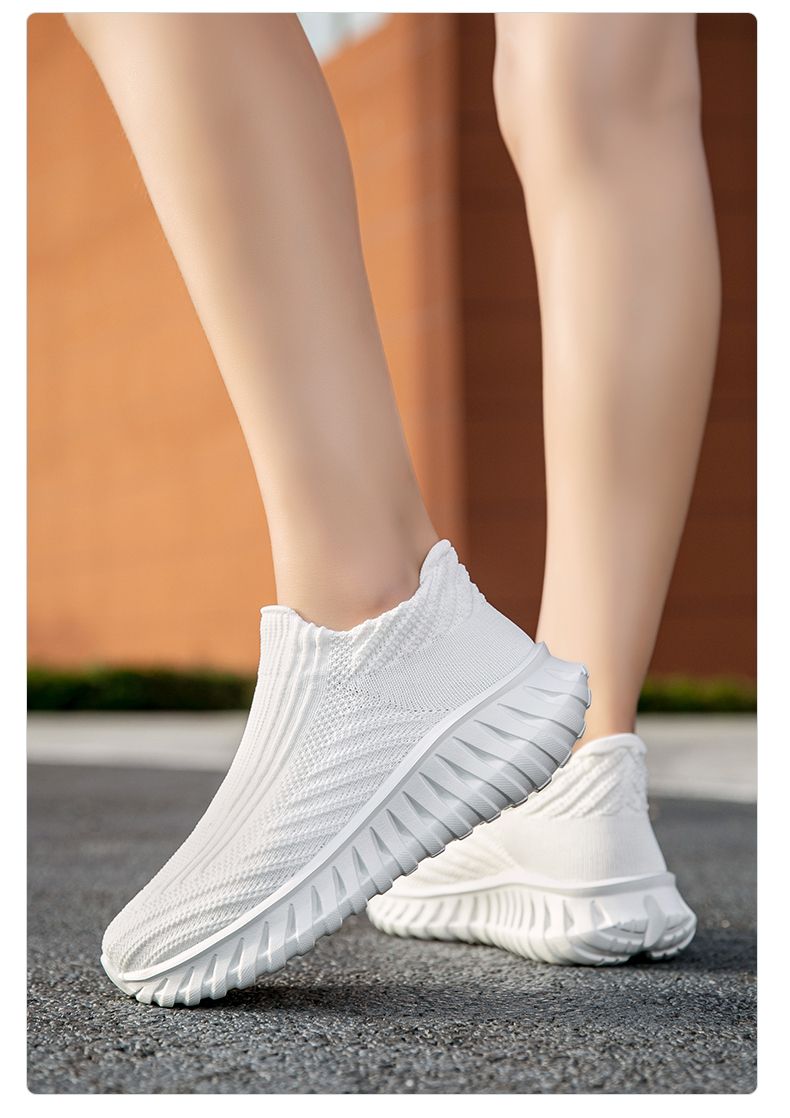 Green Platform Knit Sneakers Men Women Trainers Breathable Socks Men's Running Shoes Comfortable Slip-on Women's Sports Shoes_voghion.com