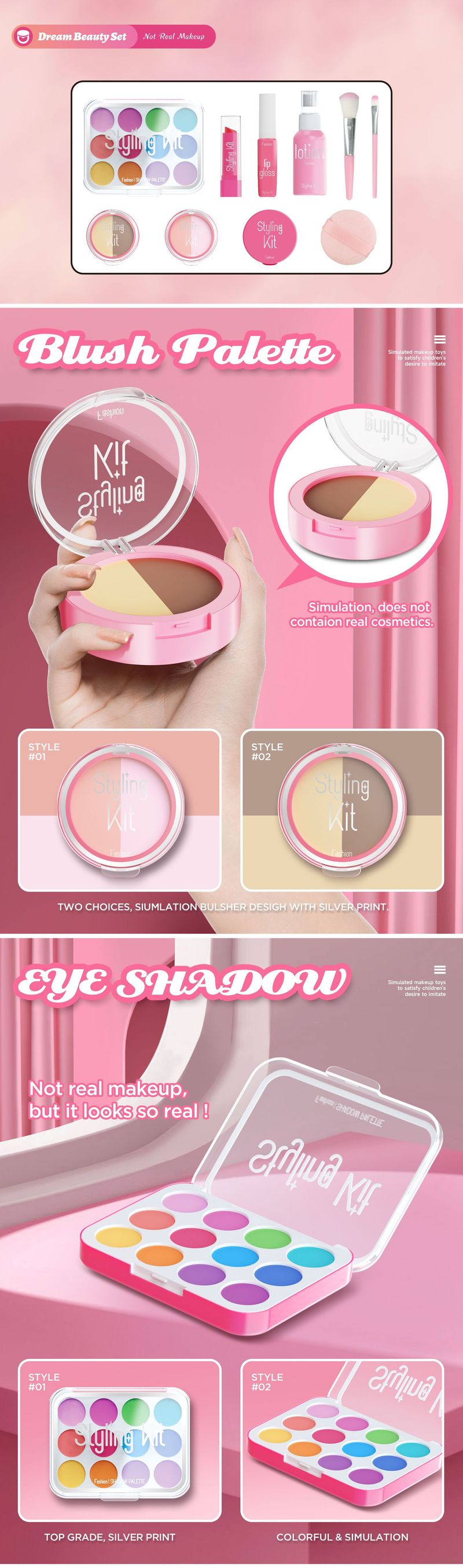 Make-up-Spielzeugset für Mädchen zum Rollenspiel. Ungiftiges und sicheres Kosmetikset für Kinder mit Spiegel, Lippenstift und Nagellack. Perfektes Geburtstagsgeschenk für 4- bis 6-Jährige._voghion.com