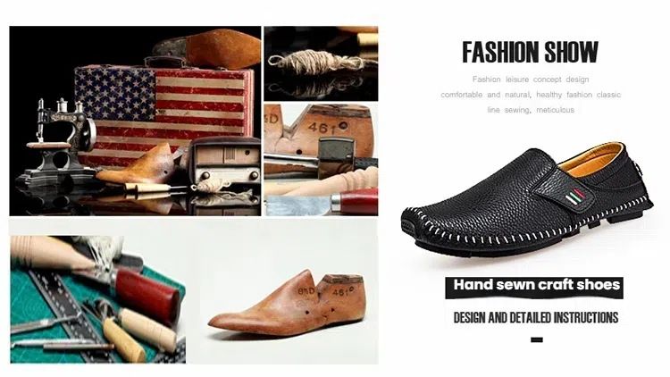 Voyage Voyage Foreign Trade Handmade Stitched Mark Line Loafers Extra Large Casual Men's Shoes_voghion.com