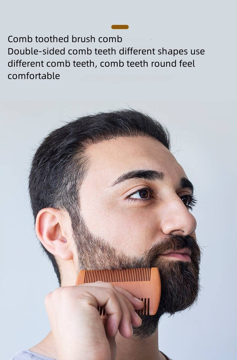 Set pettine per barba da uomo Strumento per la cura della barba Spazzola per la pulizia con setole in legno massello a doppia faccia per rasatura_voghion.com
