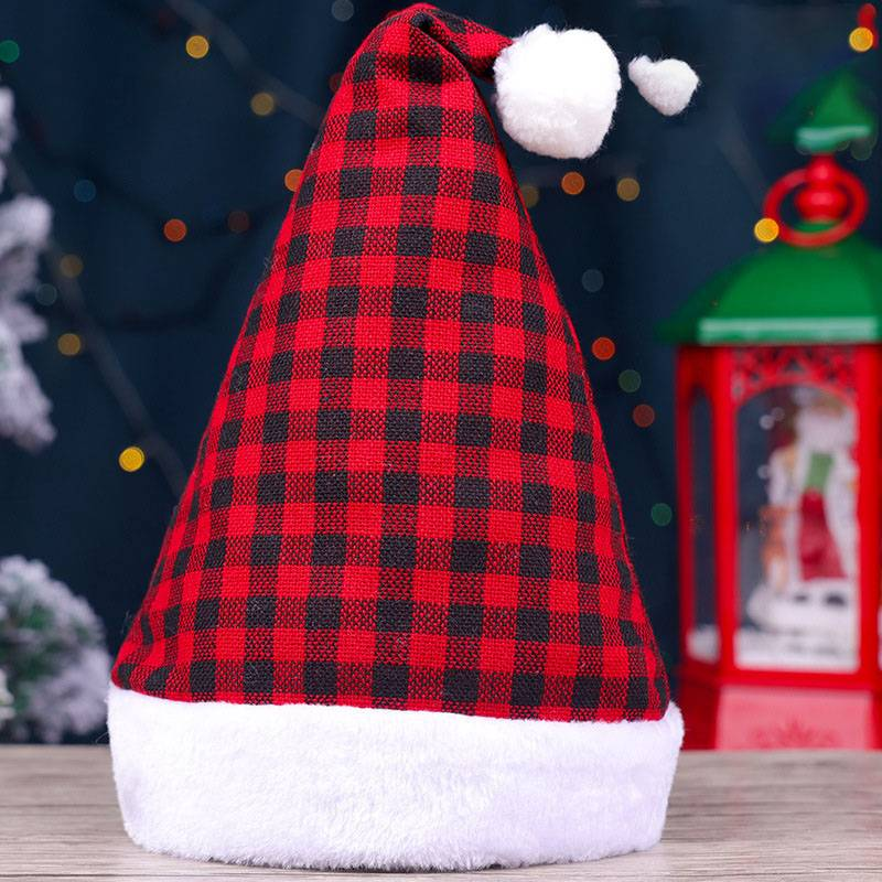Christmas Hat Santa Claus Stripesd Plaid Headdress Kindergarten Kidsren's Snowflake Hat Decoration_voghion.com