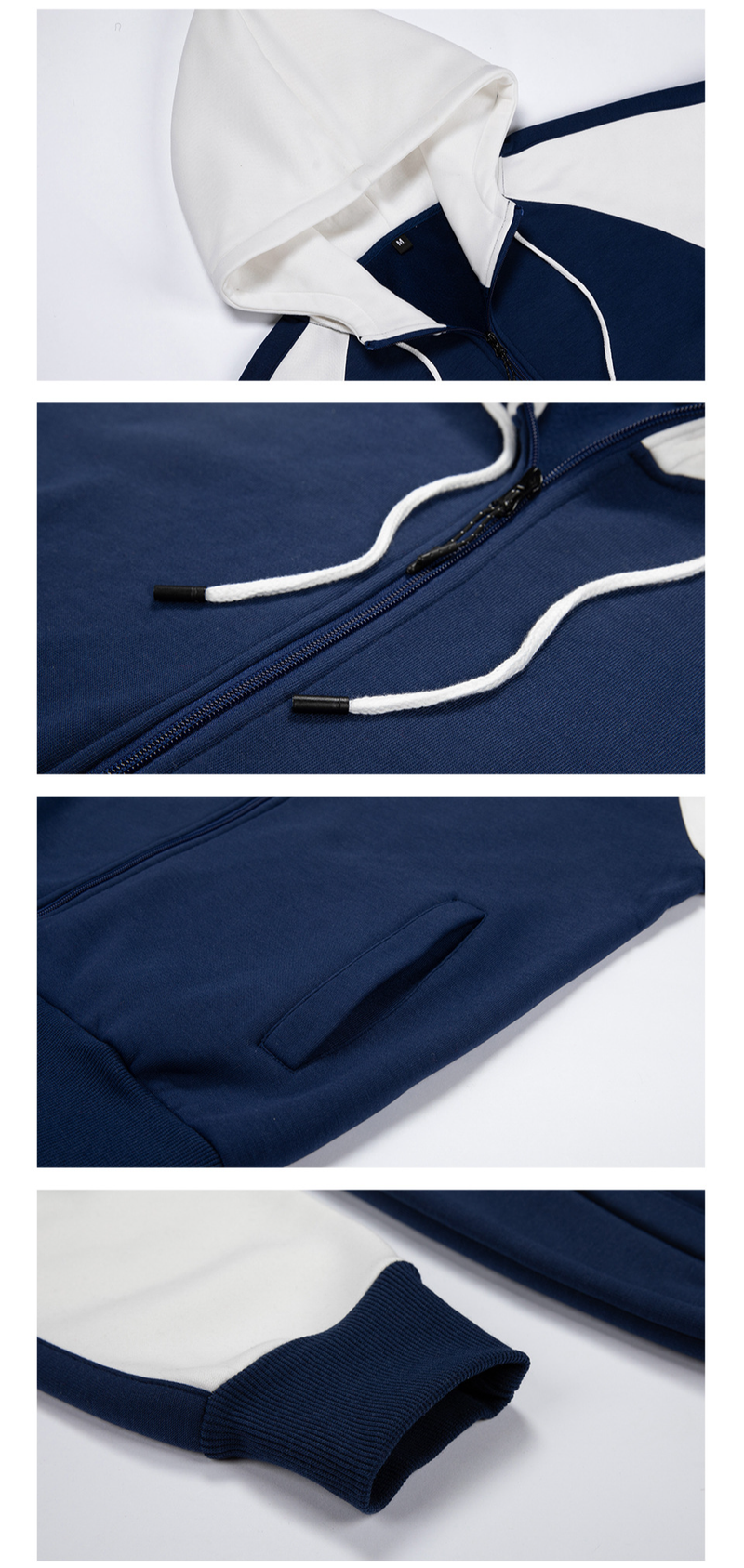 Men's Clothing autumn and winter contrast color zipper cardigan hooded sweater retro large size loose casual brushed top_voghion.com