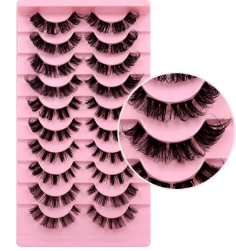 10 Paar künstliche falsche Wimpern große Locke dreidimensionale falsche Wimpern aus Nerzhaar_voghion.com
