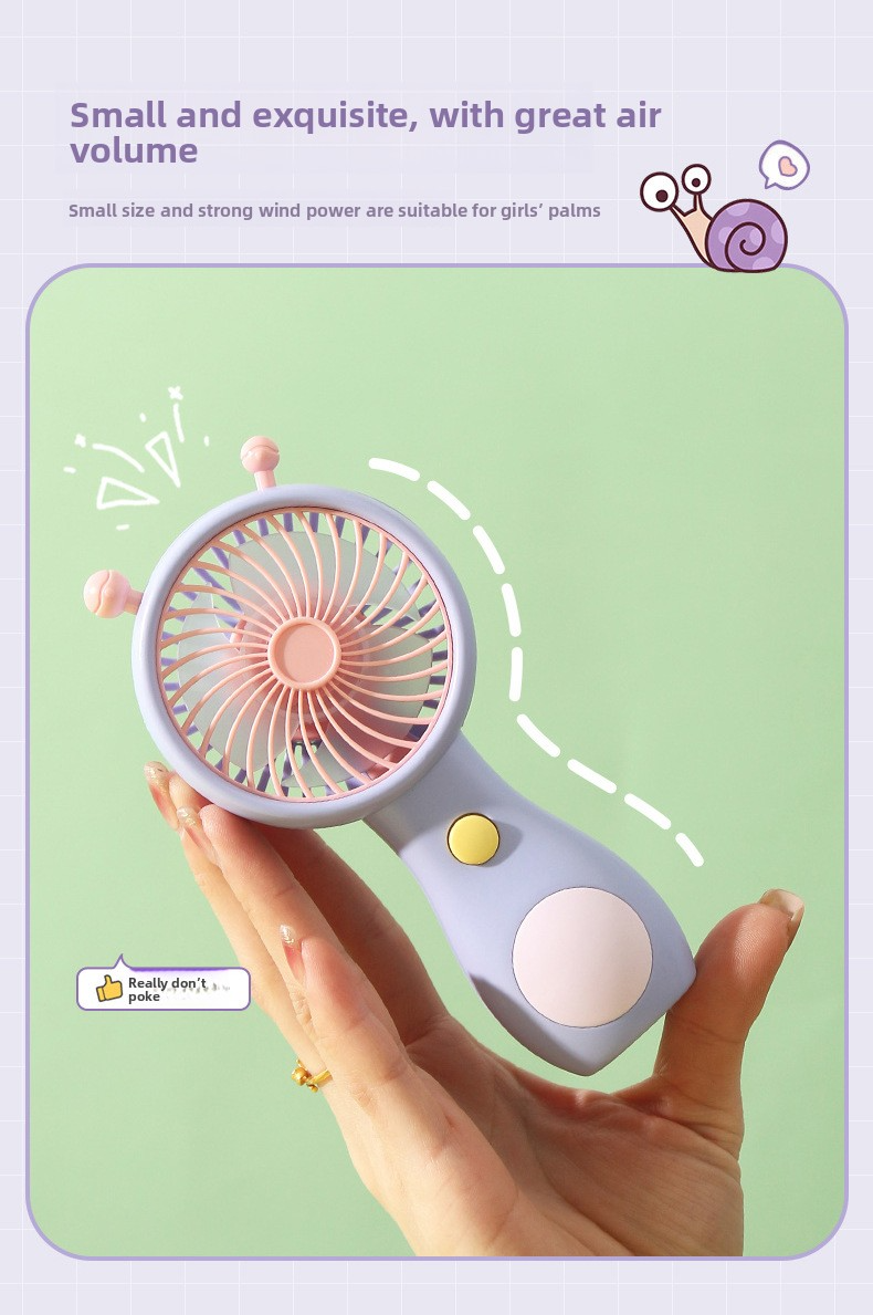 Snail Handheld Mini Fan - USB Rechargeable Cute & Portable For Kids Students_voghion.com