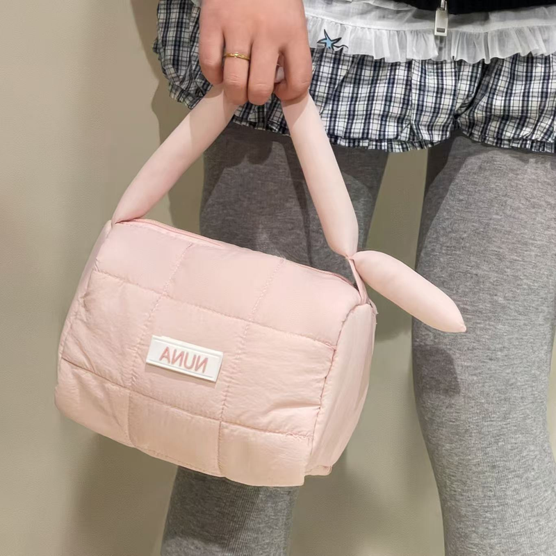 Neue Puff Candy Color Plüsch-Kosmetiktasche mit Ohren, High-End-Aufbewahrungstasche für Damen mit großer Kapazität und Nischendesign_voghion.com