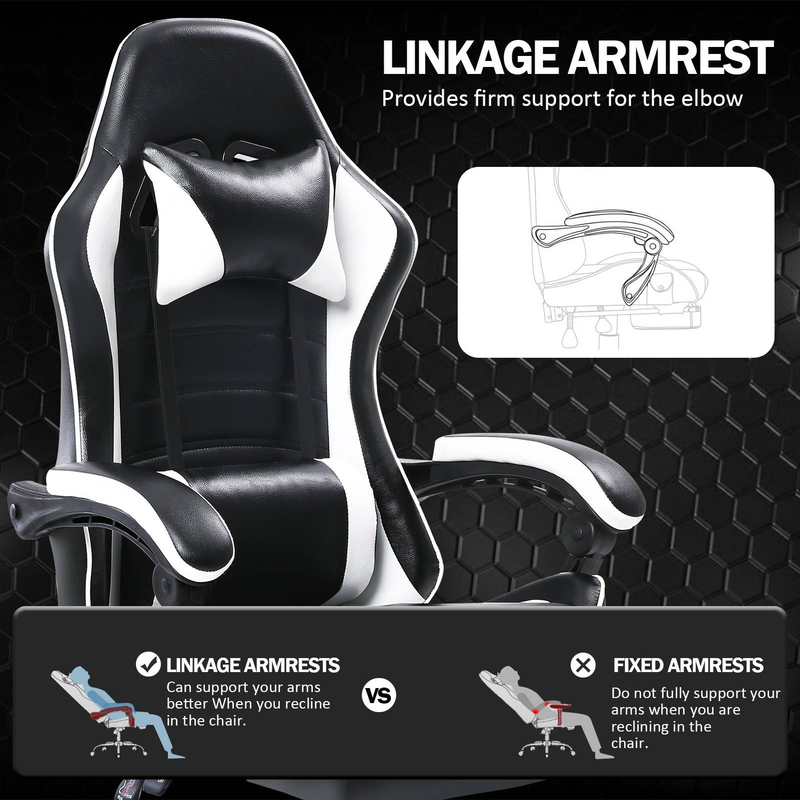 Ergonomischer Gaming-Stuhl mit verstellbarer Neigung (90–155 °), Armlehne, dickem, hochdichtem Kissen, PU-Leder, 136 kg Tragkraft, leisen Rädern, Lila_voghion.com