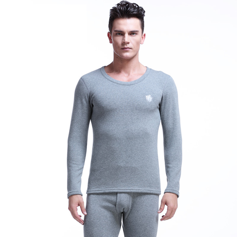 Underwear & Sleepwears Plus Velvet Thickened Men's Thermal Underwear Set Winter Fleece Lined Long Sleeve Round Neck Warm Base Layer Top & Bottom_voghion.com