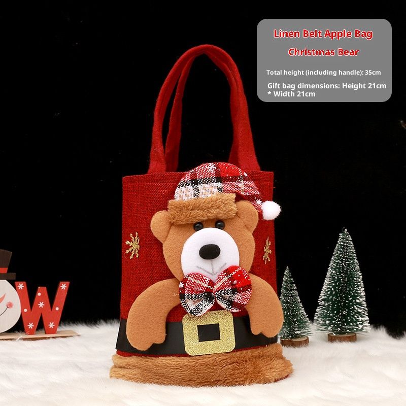 Sacs cadeaux festifs pour Noël - Motifs mignons Père Noël, bonhomme de neige, rennes et ours - Sacs cadeaux pour bonbons, friandises et décorations_voghion.com