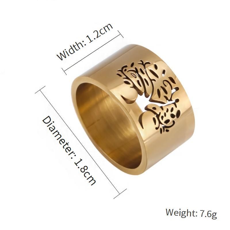 Minimalist Tree Of Life Ring For Women - Stainless Steel Hollow Finger Ring - Simple Stackable Band - Hipster Boho Jewelry (Silver/Gold, Size 7-12)_voghion.com