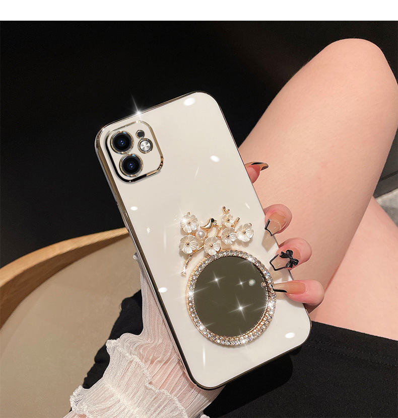 Custodia per cellulare per iPhone 14 Promax Custodia per cellulare alla moda con specchio in strass Apple 15 Custodia protettiva nuova 13 di alta qualità_voghion.com