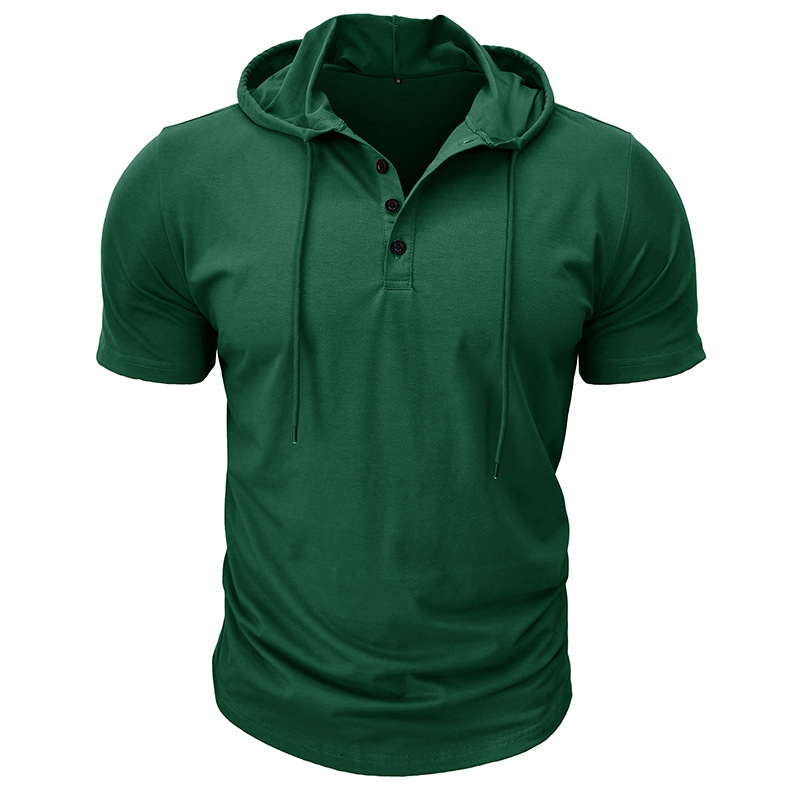 T-shirt à manches courtes pour hommes, sport et fitness, haut à capuche, chemise American Henry_voghion.com
