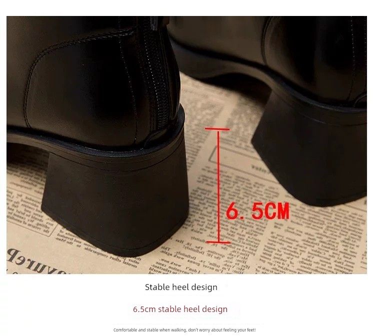 Waterproof Platform Thick Heel Slim Looking Fancy Niche Boots_voghion.com