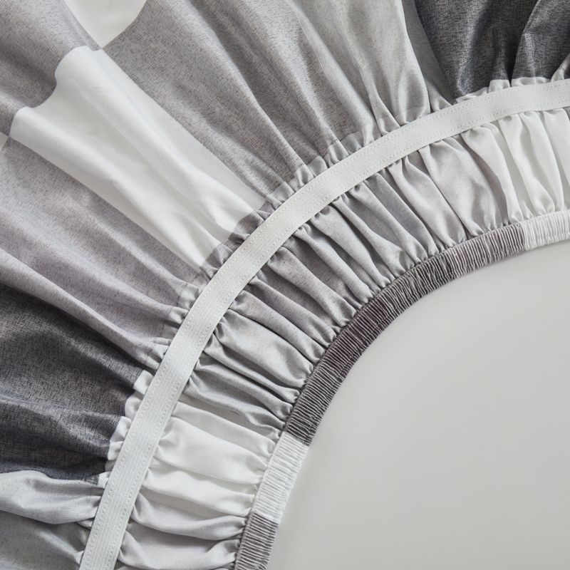 Gonna da letto a quadri grigio, bianco, nero e marrone - Copriletto elastico con volant per hotel e casa (pezzo unico, qualità premium)_voghion.com