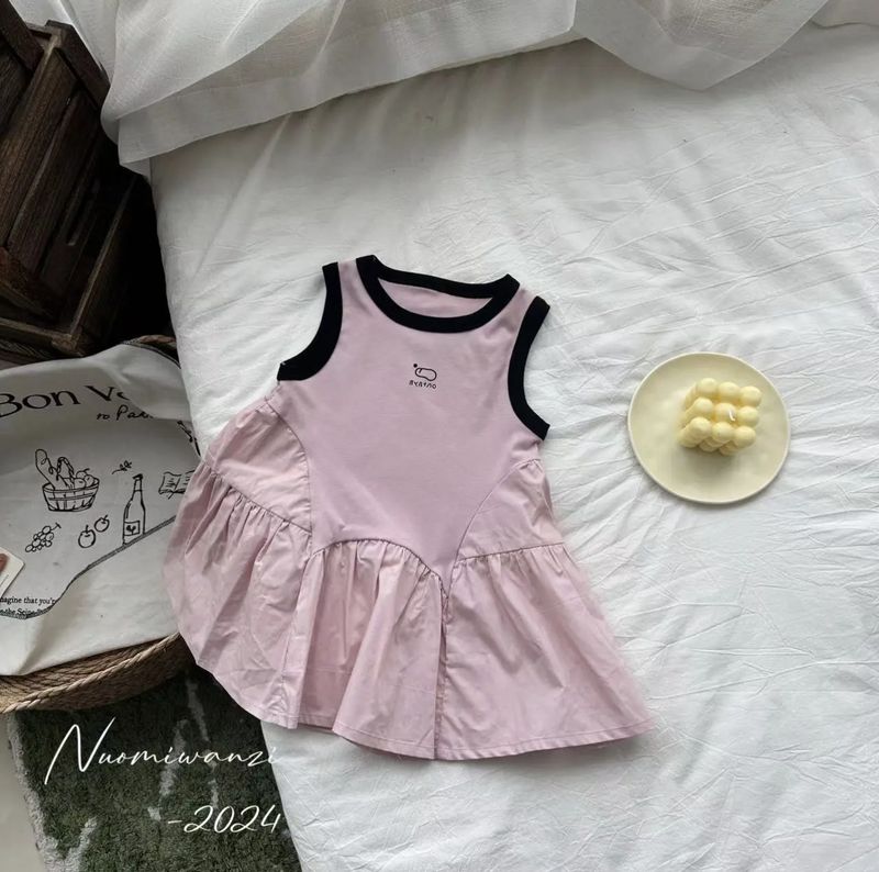 Vestiti estivi per bambini alla moda, nuovi vestiti estivi per ragazze, stile casual, gonna a gilet, abito coreano con cuciture_voghion.com
