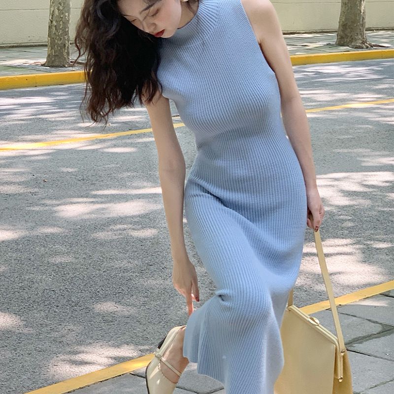 Lazy French Elegant Slimming Knitted Dress Women's Autumn New Solid Color Careful Machine Two Piece Set_voghion.com