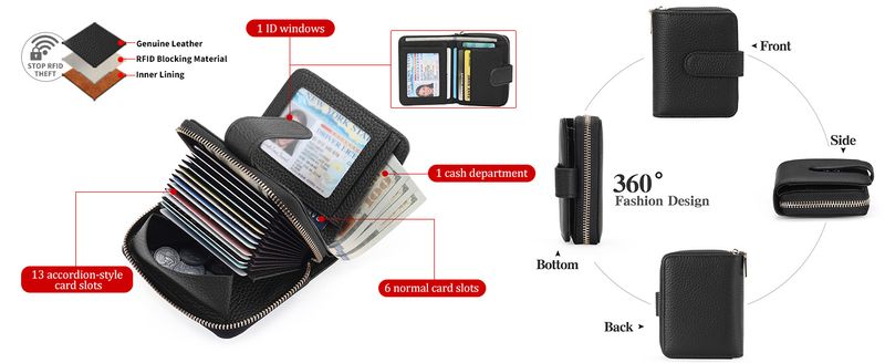 Női bőr pénztárca, rövid, kártyatartós, egyszerű kis pénztárca, RFID-es marhabőr érmepénztárca_voghion.com