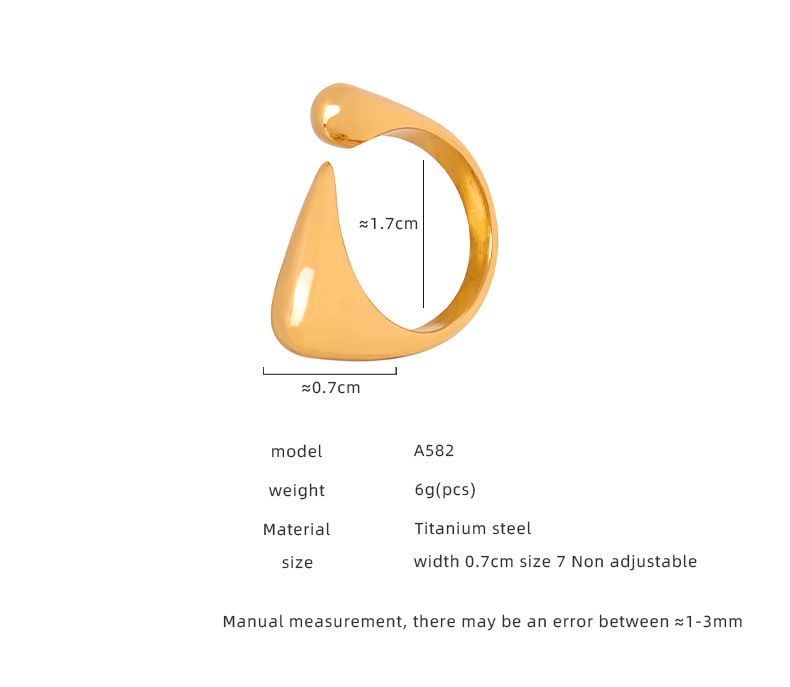 New Niche Design Ring Simple Personality High Sense Irregular Geometric Titanium Steel Gold Plated Open Ring Jewelry_voghion.com
