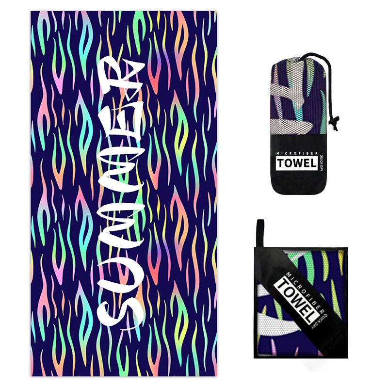 Telo mare ad asciugatura rapida - Flanella bifacciale con stampa colorata (super assorbente, leggero e compatto, perfetto per viaggi, piscina e vacanze)_voghion.com