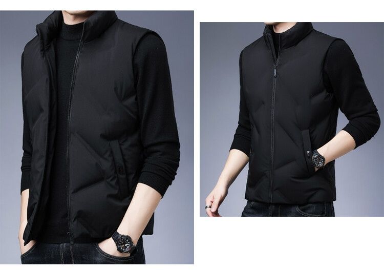 Cove Mantzbo Autumn Casual Warm New Men's Down Zipper Vest With Stand Collar Top_voghion.com
