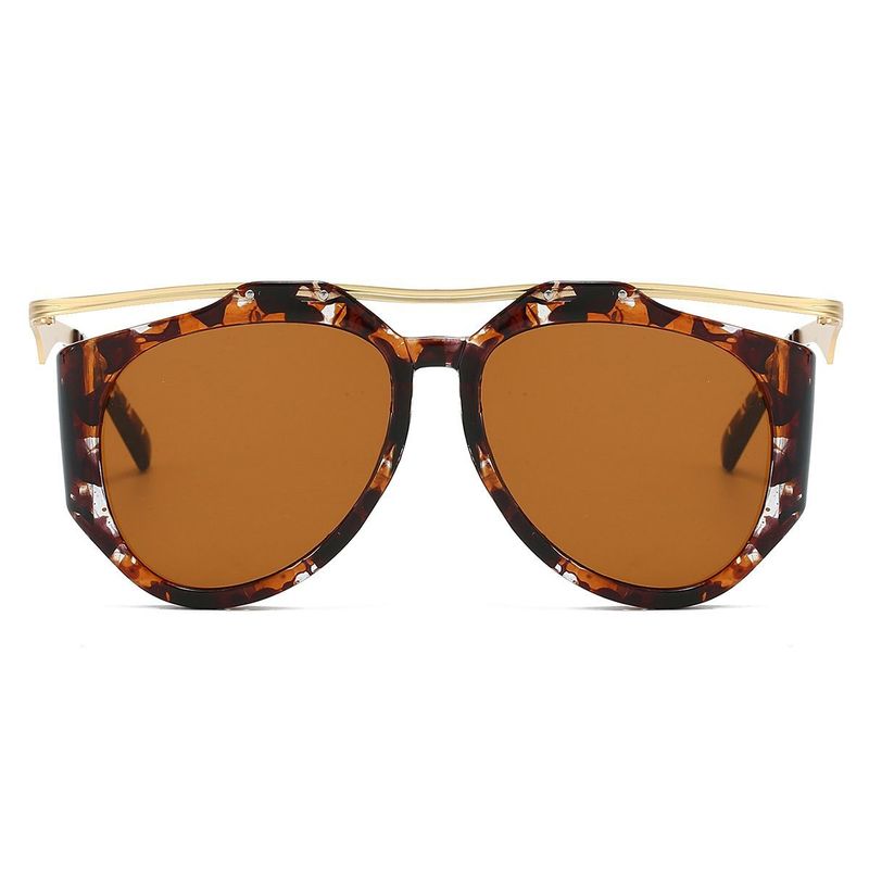 Occhiali da sole ovali di tendenza da donna, occhiali da sole in metallo con gambe antiriflesso_voghion.com