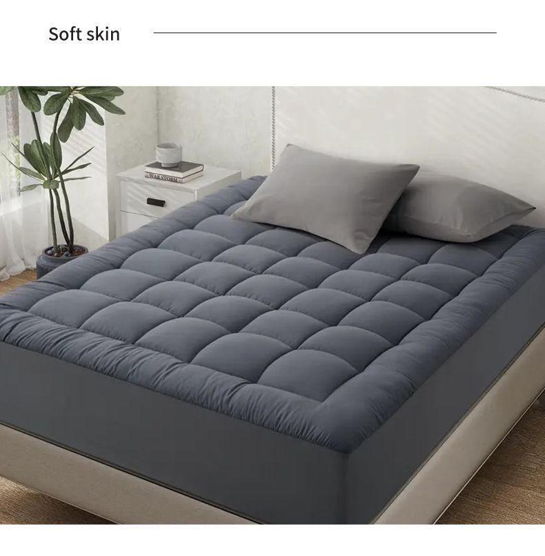 High-Density Mattress Topper – Ultra-Plush 450GSM Padding For Home & Hospitality (39"x75"/54"x75"/60"x80"/78"x80", Navy/Gray/White)_voghion.com