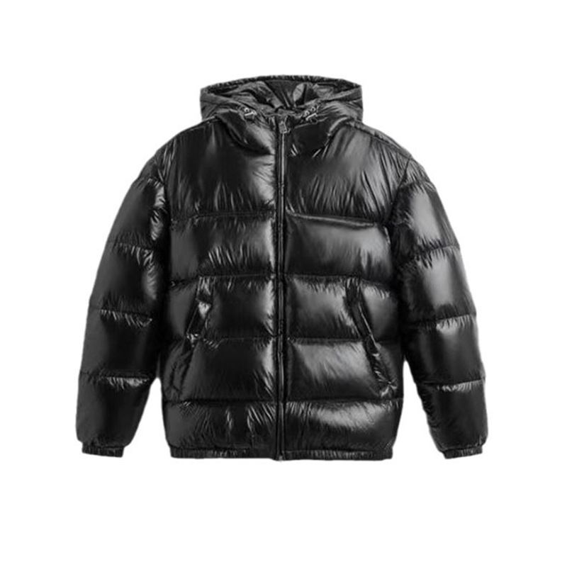 Herren-Winter-Steppjacke mit Kapuze und leichter Isolierung, Schwarz, Slim Fit, wasserabweisendes Polyester, lässige Oberbekleidung für den Stadtverkehr_voghion.com