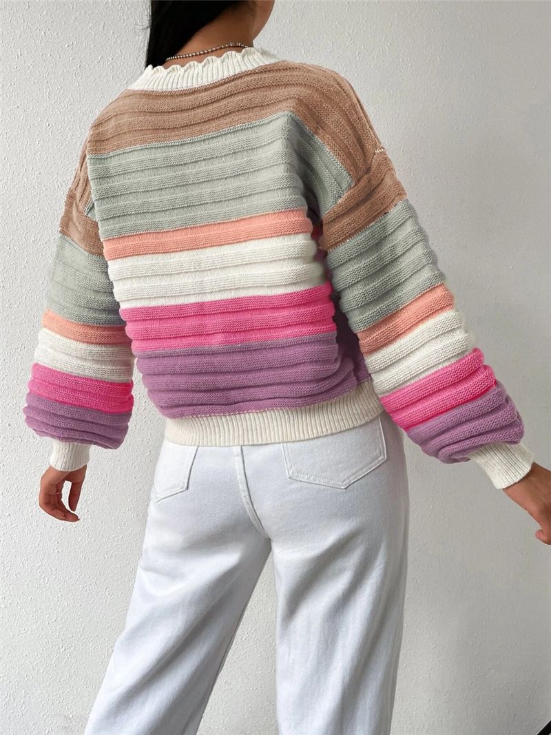 Maniche a lanterna a righe arcobaleno per abbigliamento da donna_voghion.com