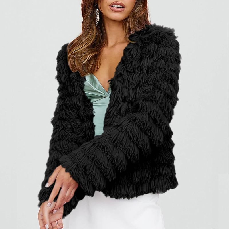 Cappotti autunnali e invernali corti ed eleganti in pelliccia sintetica transfrontaliera, magliette calde multicolori in saldo_voghion.com