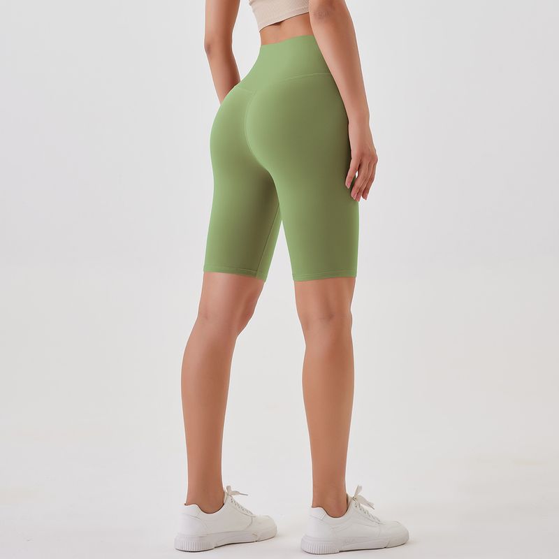 Women's Clothing double-sided brushed yoga shorts without embarrassing lines, buttocks lifting and abdominal control sports running fitness pants_voghion.com