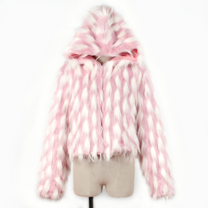 Felpa con cappuccio da donna autunno e inverno nuova moda corta imitazione pelliccia top femminile con cappuccio_voghion.com