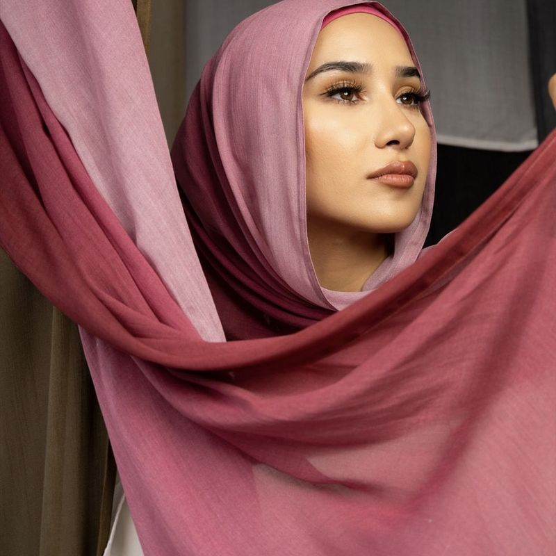 Sciarpe da donna, stile retrò letterario, colore sfumato, a tesa larga, sciarpa lunga in rayon, leggera protezione solare, scialle, telo da spiaggia, foulard_voghion.com