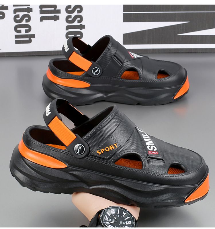 Herrenschuhe Herrensandalen Herrensandalen mit dicker Sohle, rutschfest, für den Außenbereich geeignet, Nanmo Outdoor-Schuhe mit großem Loch_voghion.com