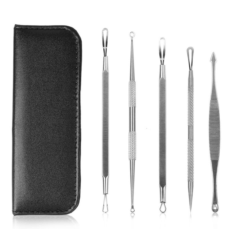 5 Pcs Blackhead Remover Kit Pimple Comedone Extractor Tool Set Stainless Steel_voghion.com