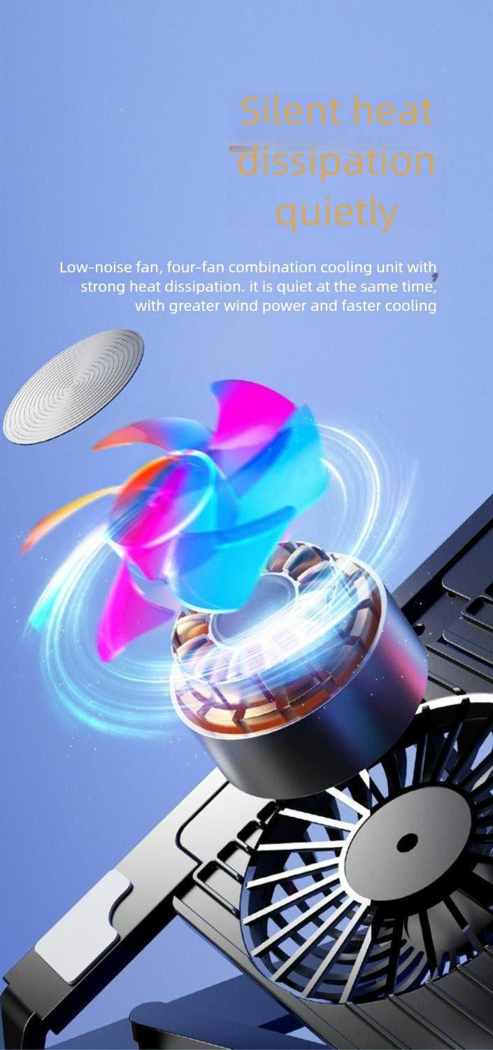 Yeni Taşınabilir Sessiz Alüminyum Alaşımlı Dizüstü Bilgisayar Soğutucu Yükseltilebilir Katlanır Stand RGB Renkli Işık Tabanı_voghion.com