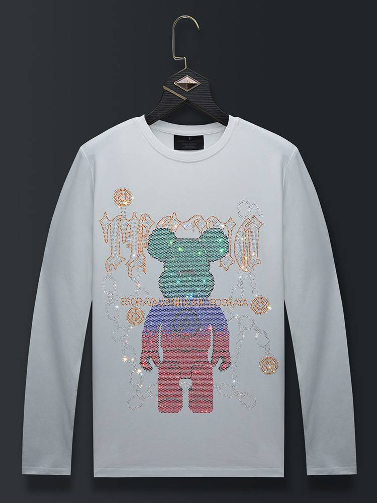 Herrenbekleidung Schweres, modales, langärmeliges T-Shirt aus Baumwolle Herrenmode Bär Große Größe Herbstunterwäsche Basishemd_voghion.com