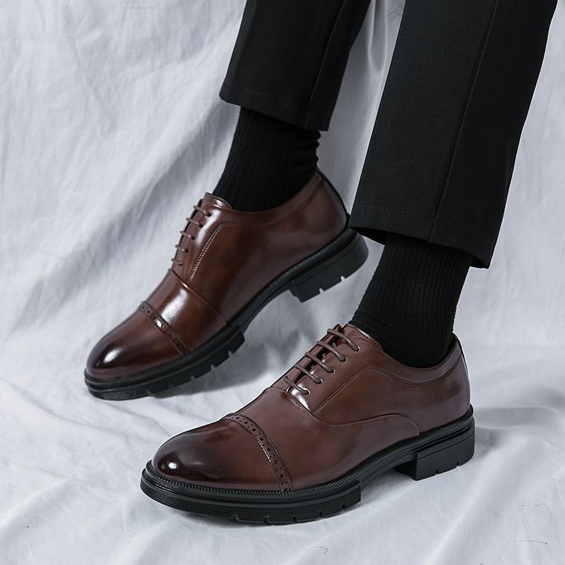 Men's Fashion Brown Derby Shoes Genuine Leather British Black Business Suit Men's Shoes Lace-up Oxford Shoes Banquet Dress Wedding Shoes Plus Size 46_voghion.com