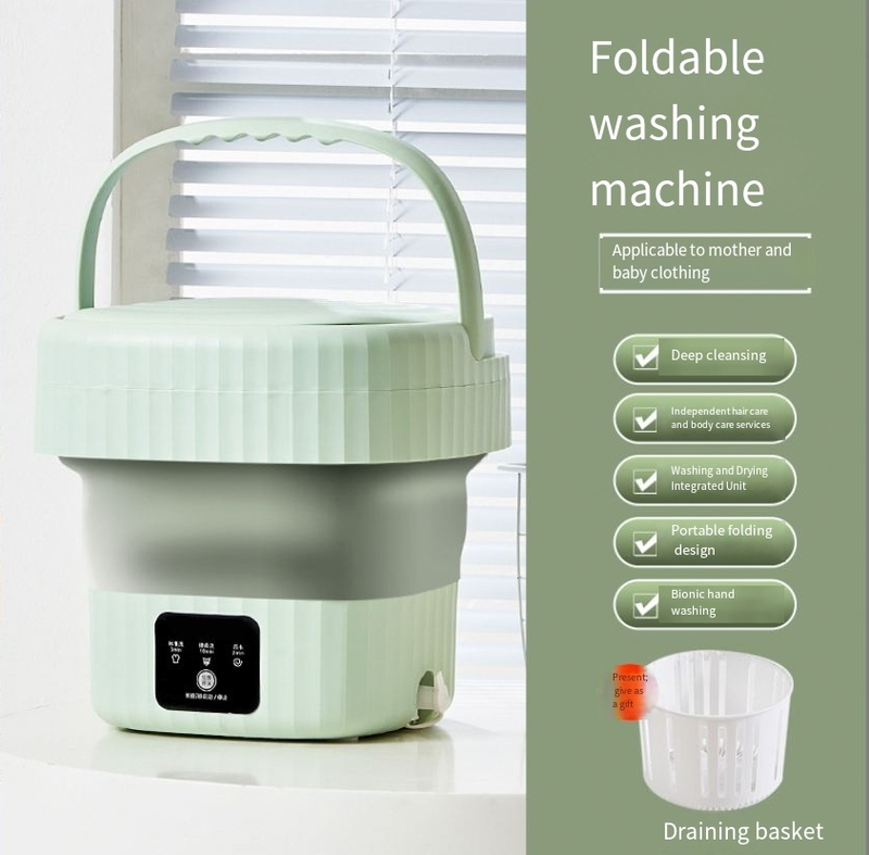 Máquina de lavar dobrável de 10L, grande capacidade, portátil, para uso doméstico, para lavar e secar roupas íntimas, mini máquina de lavar integrada_voghion.com