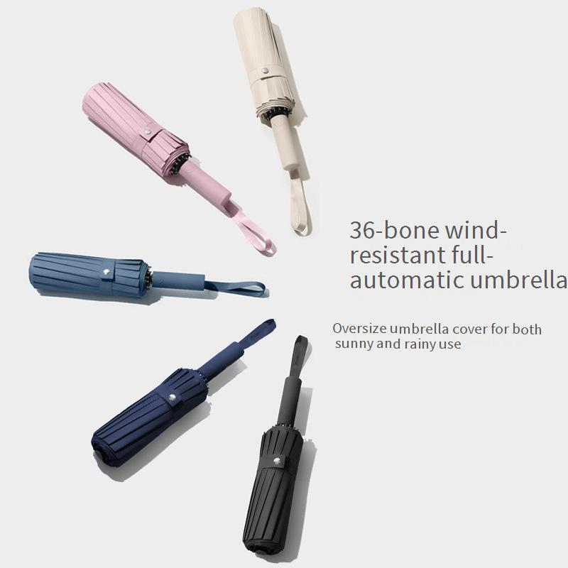 36 Rib Keel Fully Automatic Folding Umbrella Printed Logo Advertising Business Sunny And Rainy Dual Use Sun Umbrella Promotion Sun Protection_voghion.com