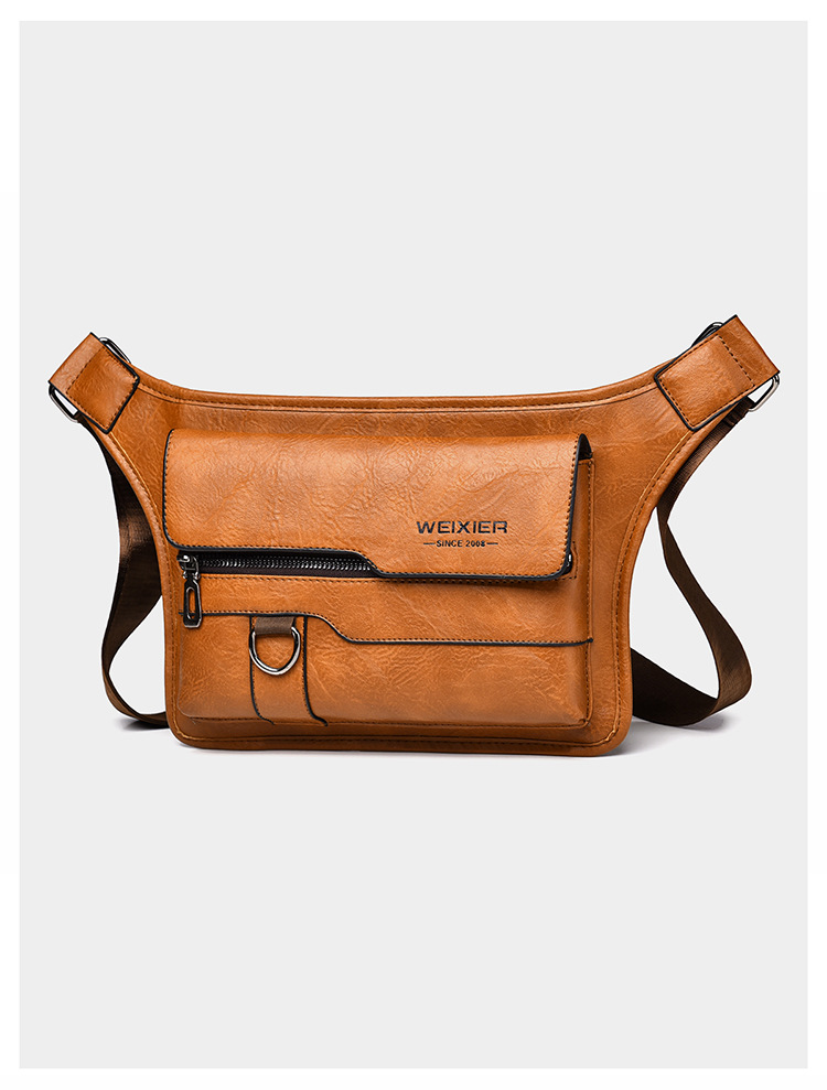 Men's Premium PU Crossbody Sling Bag - Large Capacity Water-Resistant Chest Bag For Daily Use, Minimalist Anti-Theft Shoulder Bag_voghion.com