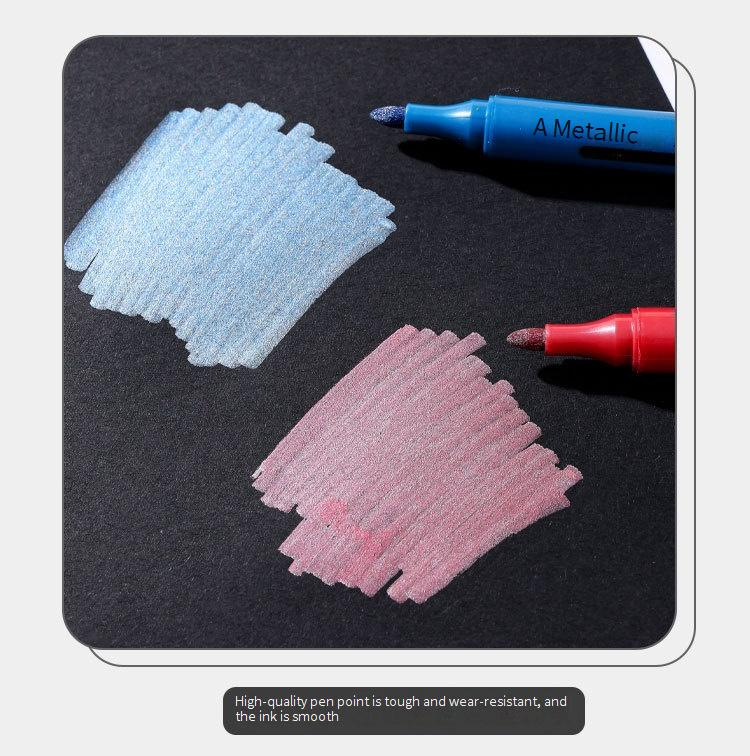 Metallic-Acryl-Farbmarker mit Doppelspitze – Wasserfeste Signatur- und DIY-Kunstmarker zum Zeichnen, Graffiti und Basteln_voghion.com