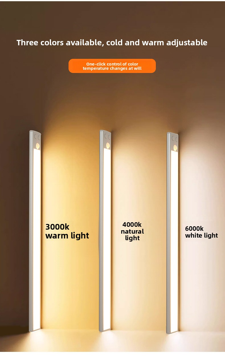 Slimme LED-nachtlamp met menselijke sensor - oplaadbaar, dimbaar, magnetisch en zelfklevend voor kasten, gangen en trappen. Modern minimalistisch ontwerp._voghion.com
