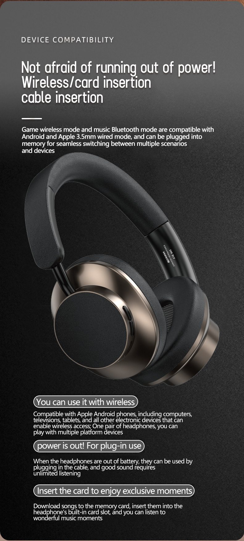 Wireless Retro Color Matching Headset Bluetooth Leather Painted Surface Sports Headset_voghion.com
